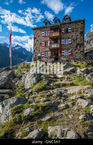 Die Stubaier Alpen. Nürnberger Hütte Berghütte Stockfoto