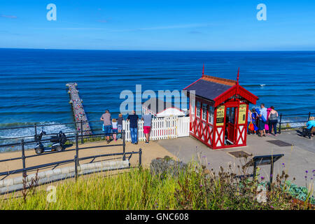 Saltburn Klippe Straßenbahn Seilbahn Bergstation, Saltburn am Meer Stockfoto