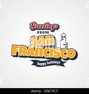 San Francisco Urlaub Grüße Thema Stock Vektor