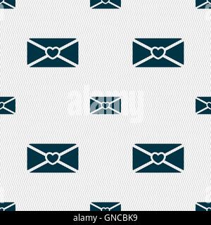 Liebe Brief Symbol Zeichen. Nahtlose Muster mit geometrischen Struktur. Vektor Stock Vektor
