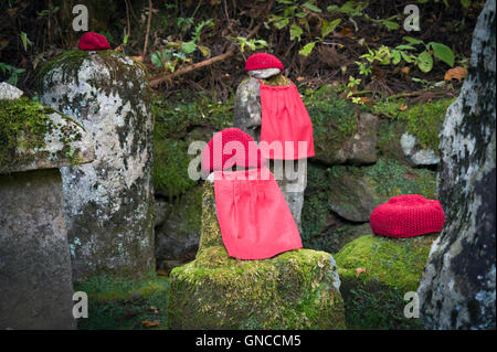 Jizo (Bodhisattva) Statuen in Kanmangafuchi Abgrund in Nikko, Japan Stockfoto
