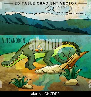 Dinosaurier im Lebensraum. Vektor-Illustration von Vulcanodon Stock Vektor