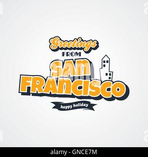 San Francisco Urlaub Grüße Thema Stock Vektor