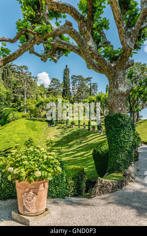 Garten der Villa Balbianello, Lenno am Comer See, Lombardei, Italien Stockfoto