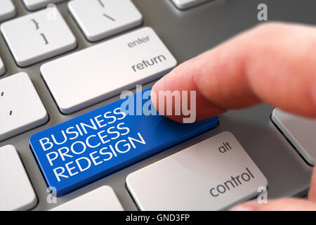 Business Process Redesign - Laptop-Tastatur-Konzept. 3D Illustration. Stockfoto