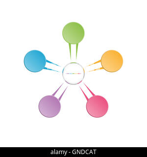 Infografik-Vorlage in Form von Blütenblättern für fünf Position, Schritte und Textbereich bunt. Stockfoto