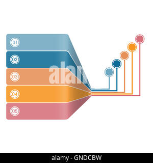 Infografik-Streifen Perspektive 5 position Stockfoto