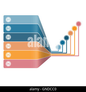 Infografik-Streifen Perspektive 6 position Stockfoto