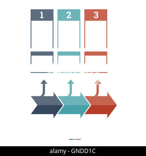 Timeline Infographic design Vorlage drei Position für Textbereich Stockfoto