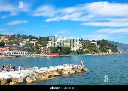 Der Strand von Santa Margherita Ligure, Ligurien, Italien Stockfoto