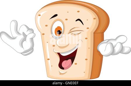 Scheibe Brot Cartoon posiert Stock Vektor