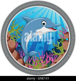 niedlichen Delphin Cartoon springen Stock Vektor