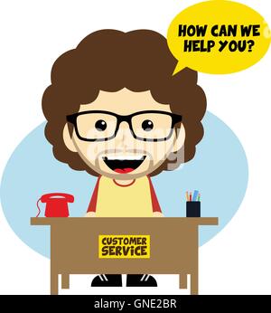 Kunden Service Desk-Cartoon-Figur Stock Vektor