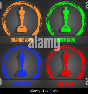 Oscar-Statuette-Symbol. Moderne stilvolle. In orange, grün, blau, rot-Design. Vektor Stock Vektor