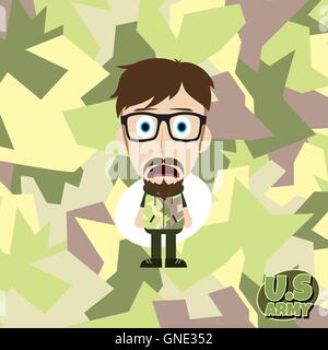 Armee Camouflage Cartoon Kerl Stock Vektor