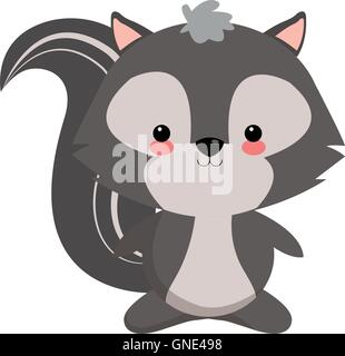 niedliche Stinktier Cartoon Ikone Stock Vektor