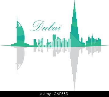 Isolierte Skyline von Dubai auf einem weißen Hintergrund, Vektor-illustration Stock Vektor