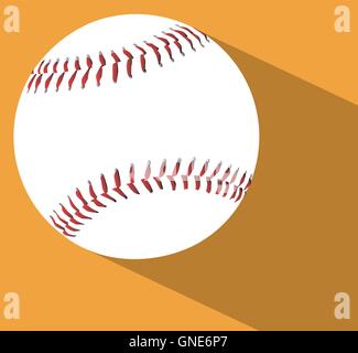 Eine neue weiße Baseball mit roten Nähten auf Sand Hintergrund mit Schattenbereich Stock Vektor
