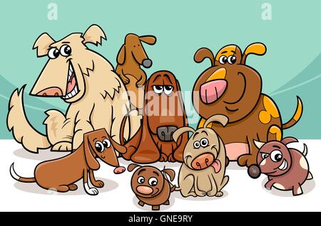 lustige Hunde Gruppe cartoon Stock Vektor