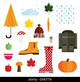 Satz von Herbst Elemente, Isolated on White Background. Vektor-Illustration. Stock Vektor