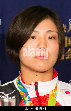 Haruka Tachimoto, Judo gold Medalist in Rio Olympic, nimmt an einer Pressekonferenz an der Foreign Correspondents Club of Japan am 30. August 2016, Tokio, Japan. Die drei Goldmedaillen-Gewinner Judokas sprach über Rio 2016 Olympischen Spiele, wo Japan einen Rekord 12 erfasst Medaillen in dieser Disziplin und ihre Hoffnungen und Pläne für Tokio 2020. © Rodrigo Reyes Marin/AFLO/Alamy Live-Nachrichten Stockfoto