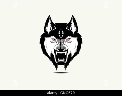 Wilder Wolf Gesicht Stock Vektor