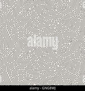 Nahtlose schwarz-weiß Korallen Bio-Linie Textur Vektormuster Stock Vektor