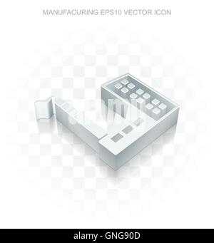 Manufacuring Symbol: flache metallischen 3d Industriegebäude, transparente ShadowEPS 10 Vektor. Stock Vektor