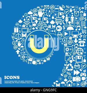Magnet-Schild-Symbol. Hufeisen Sie es Symbol. Sig zu reparieren. Schöne Reihe von wunderschönen Ikonen twisted Spirale in der Mitte ein großes Symbol Stock Vektor