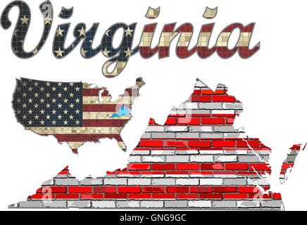 USA US-Bundesstaat Virginia auf eine Mauer Stock Vektor