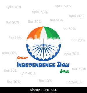 Independence Day Gruß mit Tricolouered Dach Lager Vektor Stock Vektor