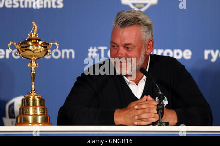 Darren Clarke, Kapitän des European Ryder Cup, während einer Pressekonferenz im Wentworth Golf Club, Surrey. DRÜCKEN SIE VERBANDSFOTO. Bilddatum: Dienstag, 30. August 2016. Siehe PA Story Golf Ryder. Bildnachweis sollte lauten: Andrew Matthews/PA Wire Stockfoto