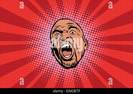 Auffällige schwarze Mann Kopf Pop-Art Stock Vektor