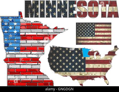 USA-Bundesstaat Minnesota auf eine Mauer Stock Vektor