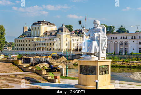 Denkmal von Justinian i. in Skopje - Mazedonien Stockfoto