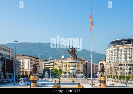 Blick auf Mazedonien Platz in Skopje Stockfoto