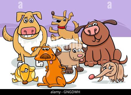 Hunde-Gruppe Karikatur illustration Stock Vektor