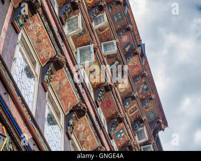 Altes Haus-Detail auf dem Platz Manin in Hildesheim, Deutschland Stockfoto