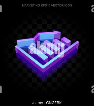 Marketing-Symbol: 3d Neon leuchtende Rückgang Graph aus Glas, EPS 10 Vektor. Stock Vektor
