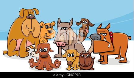 Hunde-Gruppe-cartoon Stock Vektor