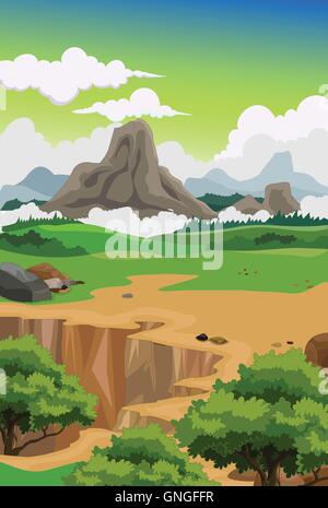 Schönheit-Berg mit Landschaft Hintergrund Stock Vektor
