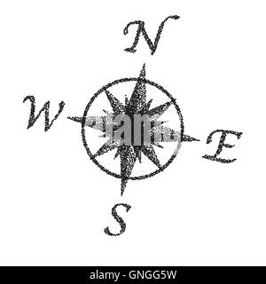 Stipple Kompass Gesicht Stock Vektor