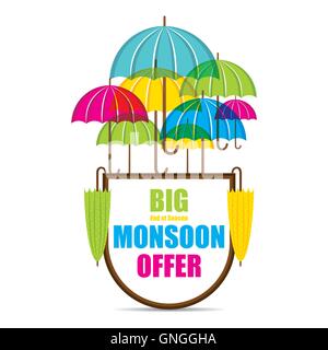 großen Monsun-Angebot-Verkauf-Banner-design Stock Vektor