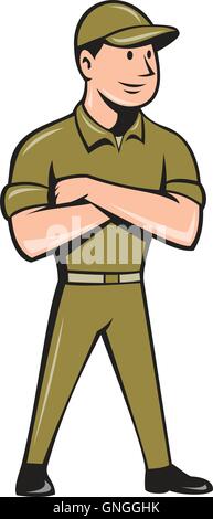 Handwerker-Arme gekreuzt isoliert Cartoon Stock Vektor