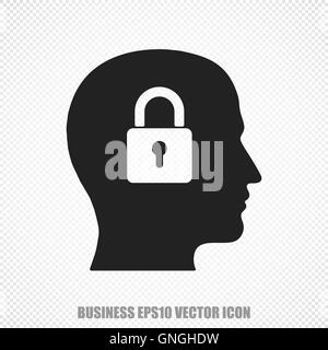 Geschäftliche Vektor-Kopf mit Vorhängeschloss-Symbol. Modernes flaches Design. Stock Vektor