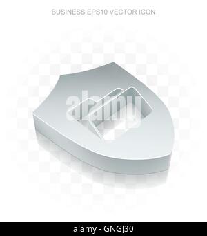Finanzen-Symbol: flache metallischen 3d Ordner mit Schild, transparente Schatten, EPS 10 Vektor. Stock Vektor