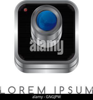 Kamera-Fotografie-Taste-Logo Stock Vektor