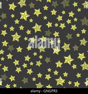 Satz von gelben Sternen. Nahtlose Sternenmuster. Stock Vektor