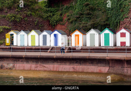 Strand Hütten, Goodrington Sand, Paington, Devon, England. Stockfoto