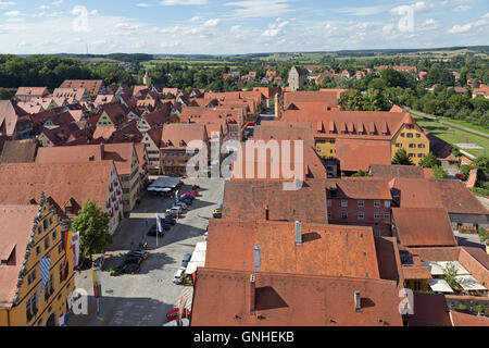 Blick auf die Altstadt vom Turm des Münsters, Dinkelsbühl, Franken, Bayern, Mitteldeutschland Stockfoto